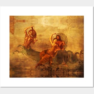 NEPTUNE AND AMPHITRITE WITH A HIPPOCAMPUS Pompeii Roman Fresco Posters and Art